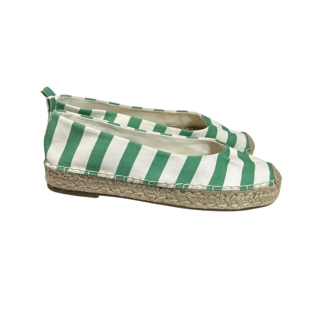 Draper James Georgia Green White Stripes Slip On Espadrilles Size 10
